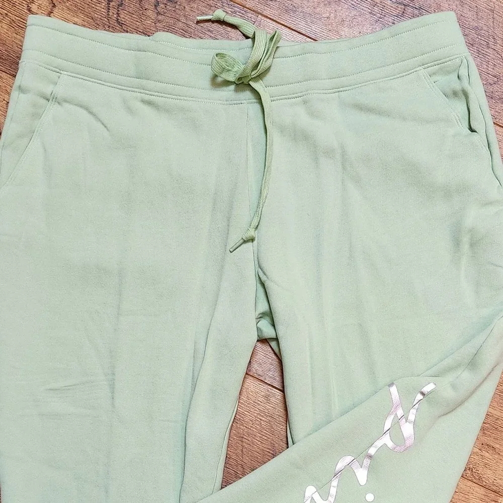 PINK VICTORIA'S SECRET Mint Green Silver Metallic Jogger Set - XXL - Picture 5 of 7
